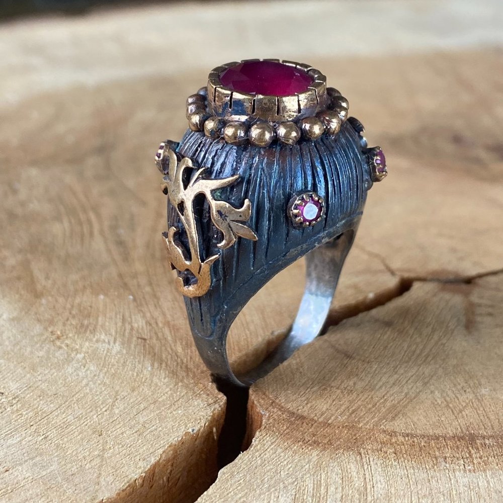Ottoman - Handmade Authentic Sterling Silver Ring with Cubic Zirconia Diamonds